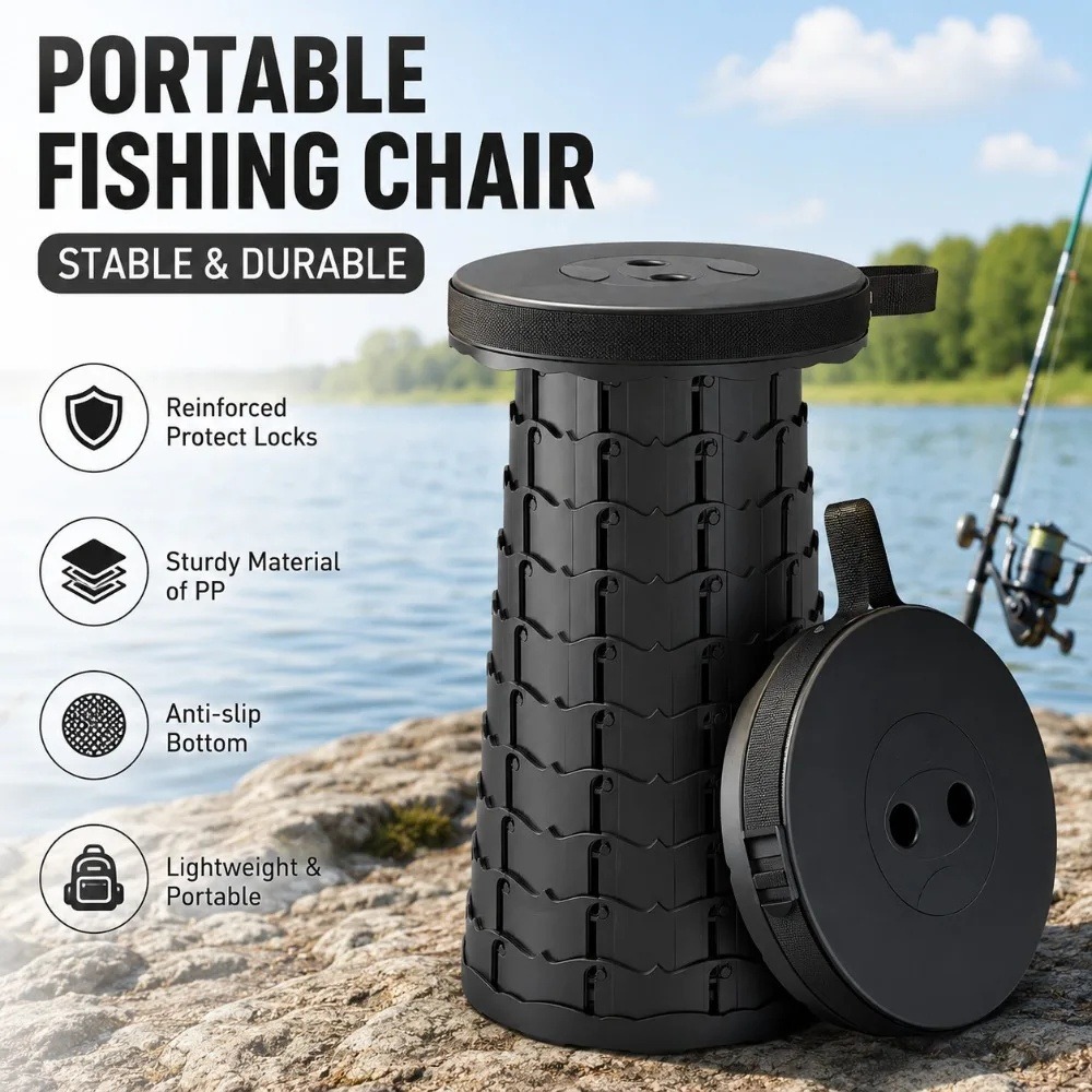 Outdoor Hunting Chair - Black Portable Fishing Chair Lightweight Foldable